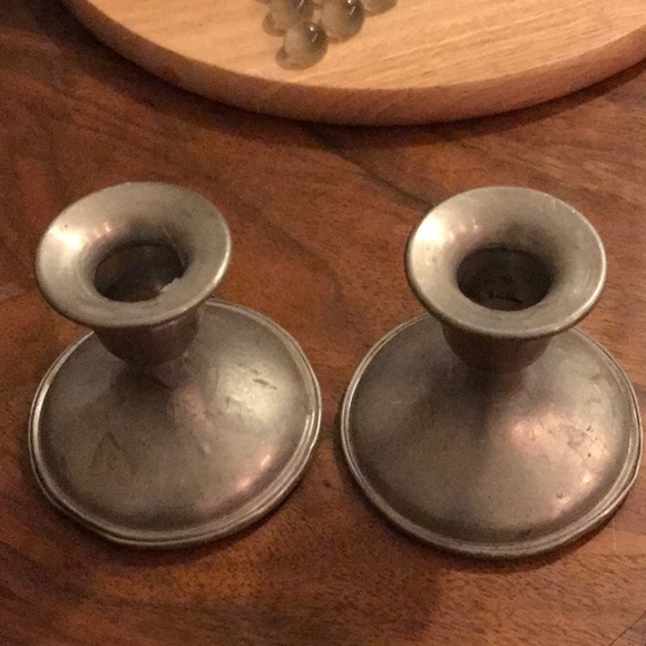 Revere Pewter VTG Pair Of 2 Candle Holders Weighted Pewter Set Round - Picture 7 of 13